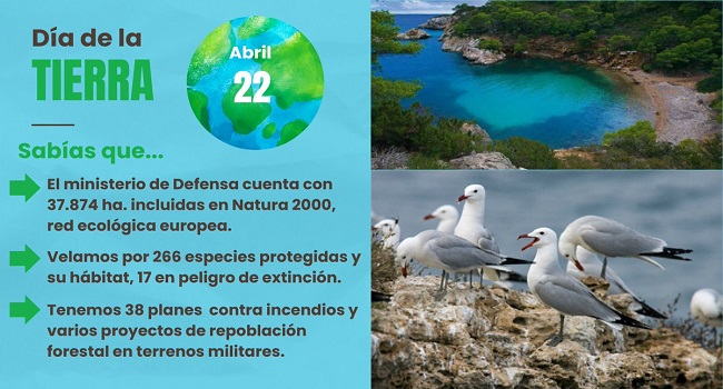 El Día de la Tierra es una jornada para reflexionar sobre la importancia de cuidarla y protegerla, algo que el Ministerio de Defensa lleva haciendo...